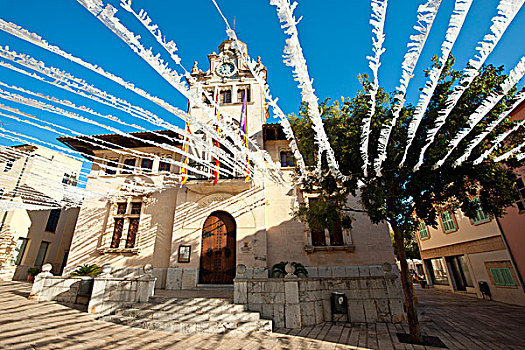 市政厅,街道,装饰,马略卡岛,巴利阿里群岛,西班牙