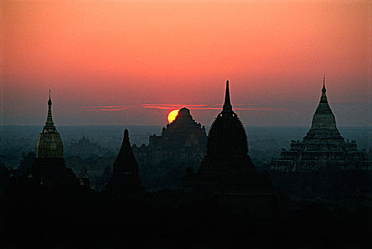 缅甸,蒲甘,庙宇,黎明