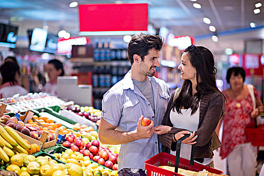 情侣,购物,超市