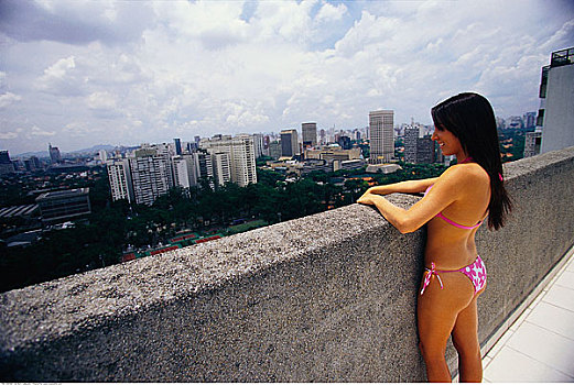 女人,屋顶,圣保罗,巴西