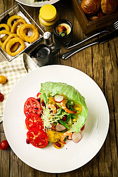 桌上,一盘,蔬菜沙拉