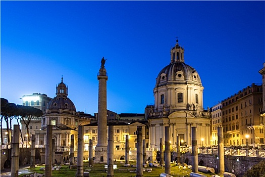 罗马,大教堂,图拉真,柱子,日落