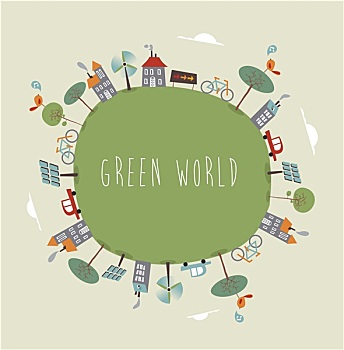 绿色,世界,可爱,设计