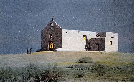 教堂,普韦布洛,靠近,阿布奎基,新墨西哥,美国,20世纪