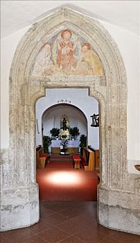 门楣,上方,入口,教堂,山谷,下奥地利州,奥地利,欧洲