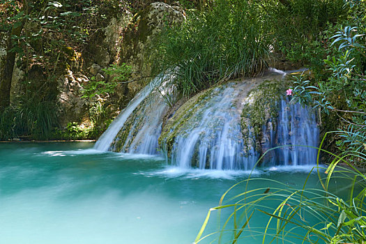 自然,瀑布,湖,区域,希腊