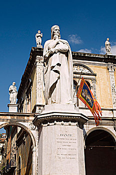 广场,但丁,纪念建筑,维罗纳,威尼托,意大利,欧洲