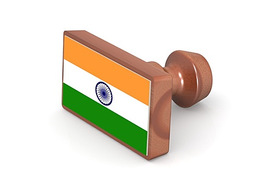 木质,图章,印度,旗帜