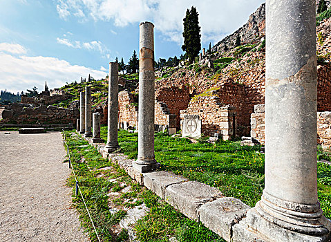 柱子,场所,遗址,特尔斐城,希腊