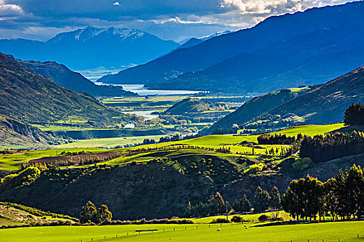景色,俯视,富饶,盆地,靠近,皇后镇,奥塔哥地区,新西兰