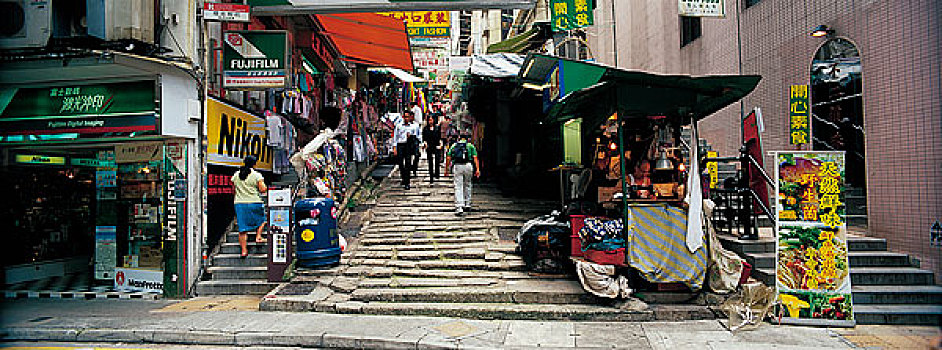 香港回归十周年图片展览中环石板街景