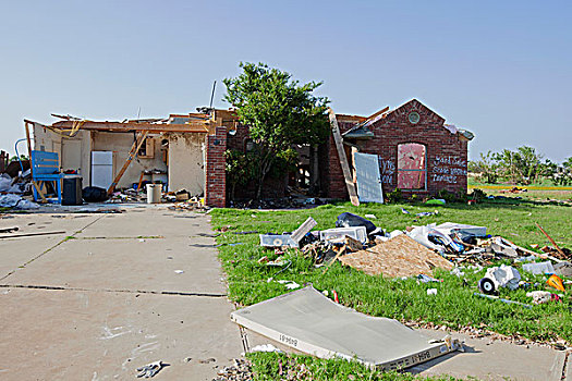 家,损坏,龙卷风,俄克拉荷马,美国