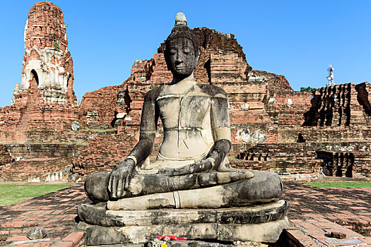 泰国大城,ayutthaya,遗址佛像