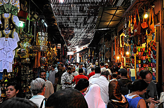 狭窄,巷道,拥挤,市场一景,露天市场,集市,麦地那,玛拉喀什,摩洛哥,非洲