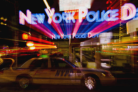 警车,正面,警察局,纽约,美国