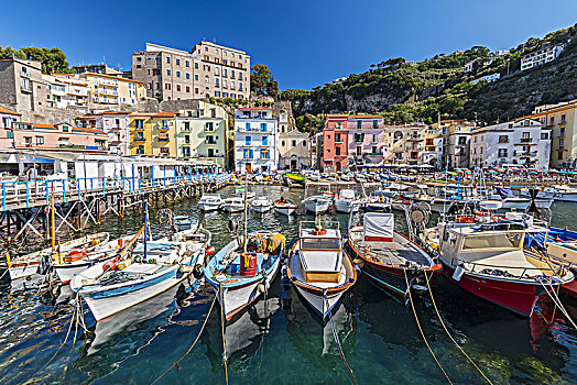 小,渔船,港口,码头,大,索伦托,坎帕尼亚区,阿马尔菲海岸,意大利