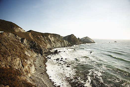 俯视,海岸线,加利福尼亚,美国