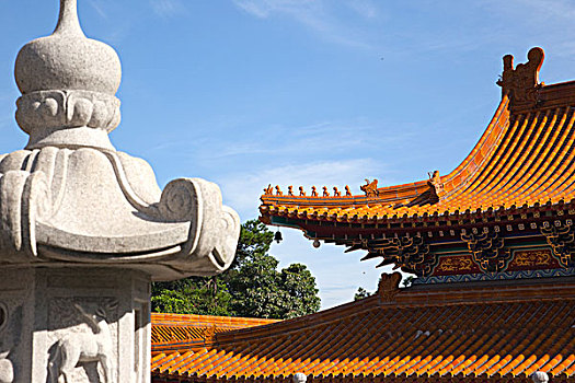 屋顶,雕塑,西部,寺院,香港