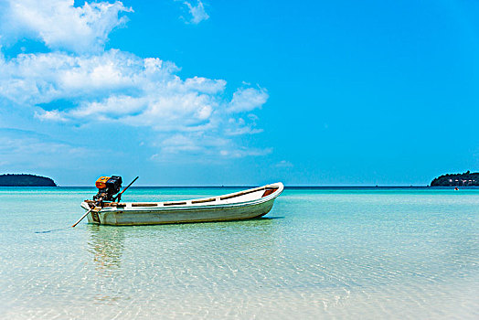 摩托艇,自然风光,沙滩,蓝绿色海水,湾,苏梅岛,岛屿,西哈努克城,柬埔寨,亚洲