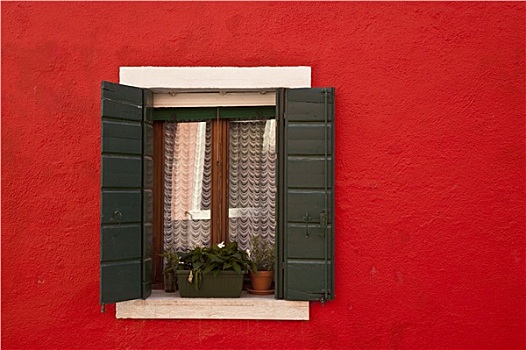 彩色,布拉诺岛,意大利,窗户