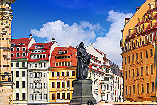 马丁-路德,纪念,靠近,圣母教堂,德累斯顿,雕塑,德国