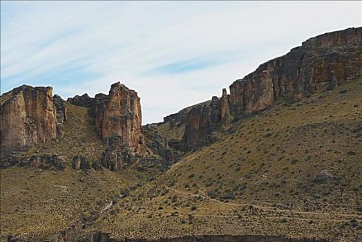 岩石构造,风景,河,巴塔哥尼亚,阿根廷