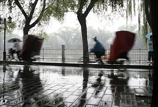 中国,北京,胡同,雨