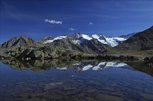 山景,反射,结冰,湖,大帕拉迪索国家公园,意大利,欧洲