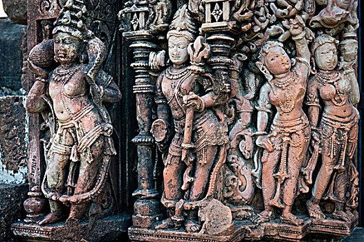 庙宇,装饰,雕塑,拉贾斯坦邦,北印度,印度,亚洲