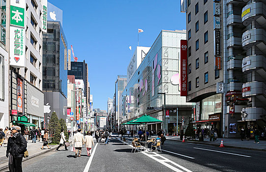 购物街,周末,地区,银座,东京,日本,亚洲