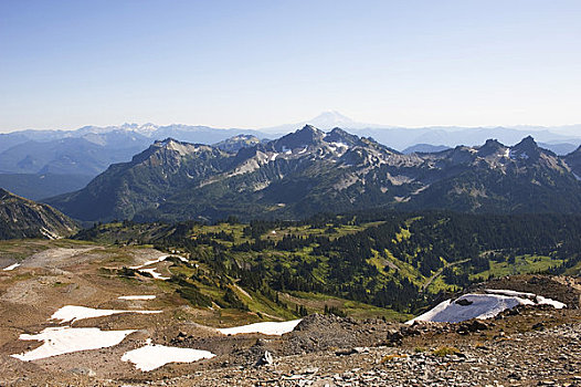 美国,华盛顿,山,雷尼尔山,国家公园,山脉