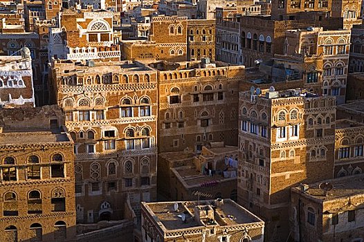 天际线,萨那,世界遗产,城市,也门