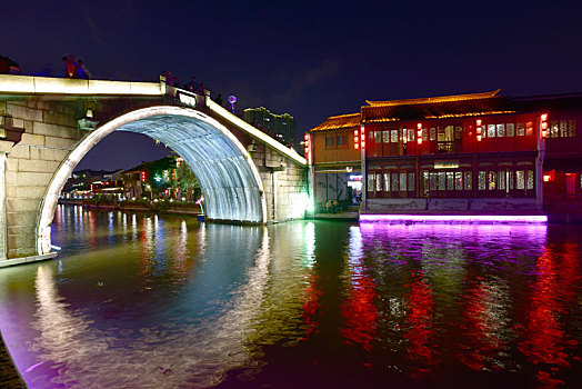 无锡清名桥古运河的夜景