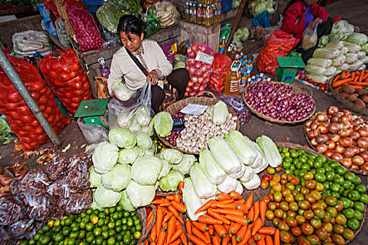 柬埔寨,收获,市场一景,蔬菜