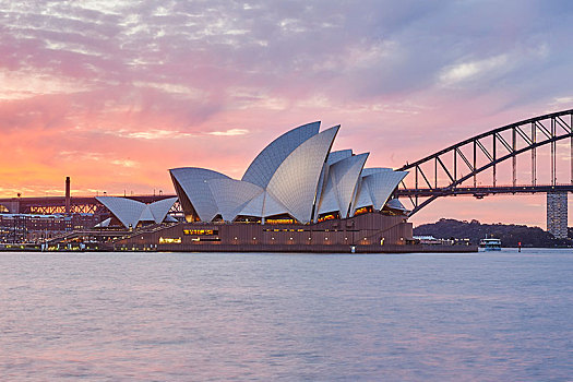悉尼,歌剧院,日落,新南威尔士,澳大利亚,大洋洲