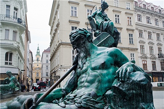 雕塑,喷泉,维也纳,奥地利