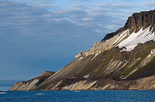 挪威,斯瓦尔巴群岛,斯匹次卑尔根岛,崎岖,海边风景,长,雕刻,冰河