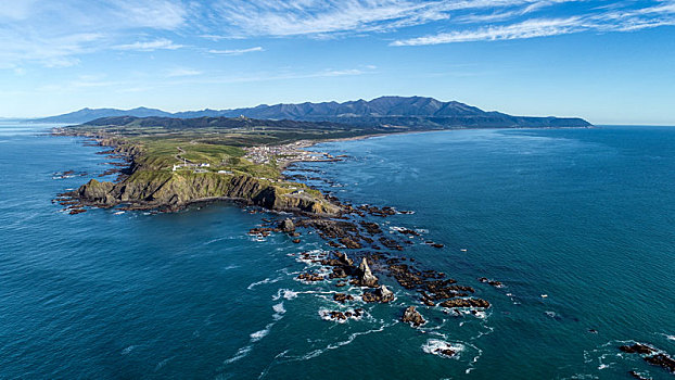 航拍,岬角,北海道,日本