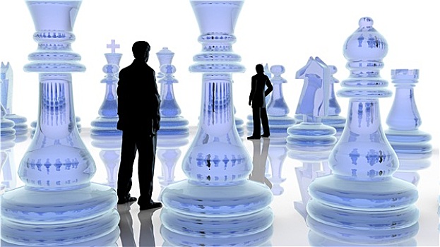 策略,概念,两个,商务人士,玩,下棋