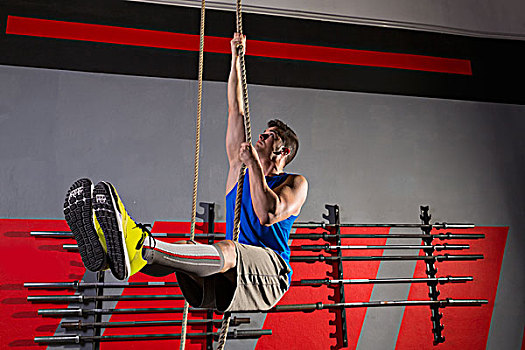 绳索,攀登,训练,男人,锻炼,健身房