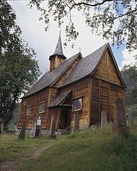 木质,教堂,奥普兰,挪威,斯堪的纳维亚,欧洲