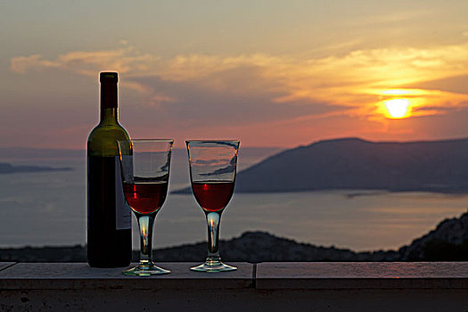 葡萄酒,日落