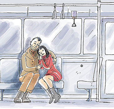 情侣,地铁