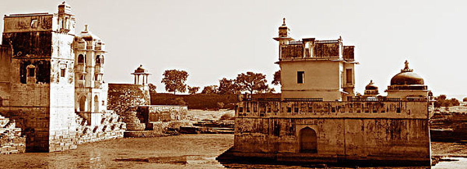 宫殿,围绕,水,堡垒,拉贾斯坦邦,印度