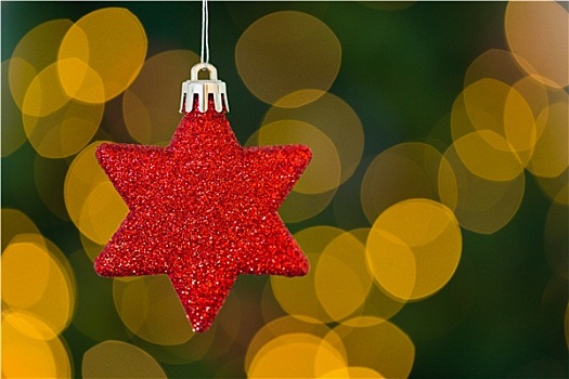 红色,圣诞节,星,装饰,悬挂