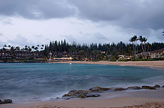 清晰,蓝色,水,湾,黄昏,毛伊岛,夏威夷