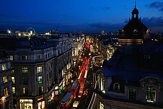 英国,伦敦,伦敦西区,屋顶轮廓线,街道