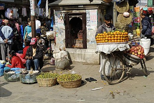 市场,老城,加德满都,尼泊尔