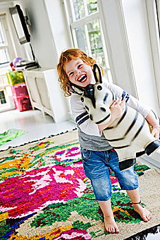 笑,孩子,玩具,动物,彩色,地毯