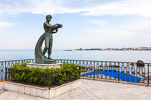 雕塑,男人,海洋,纳克索斯岛,城镇